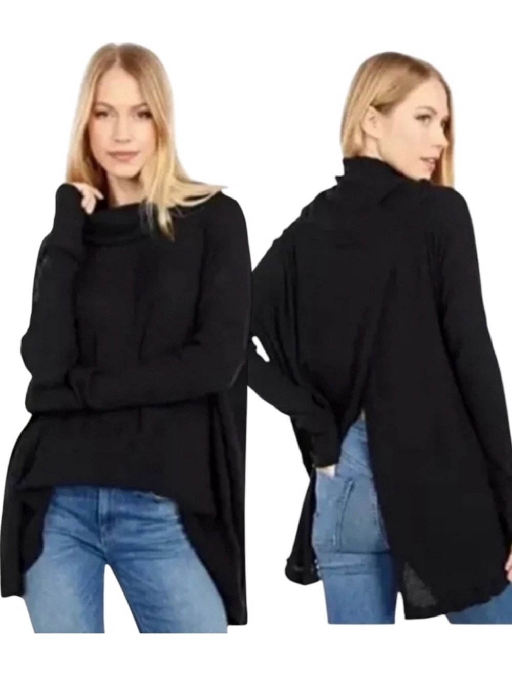 Free People Juicy Long Sleeve Waffle Top in Black